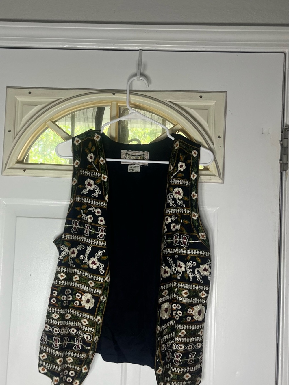 Hype Black Vest with Cream & Green Embroidered Accents